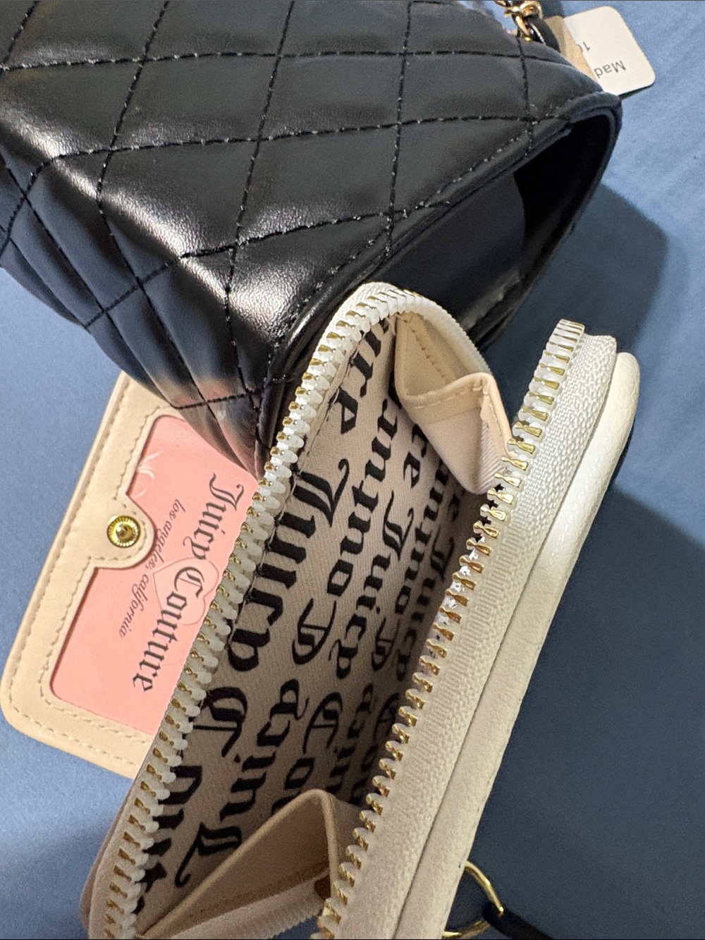 Juicy Couture Black Quilted wristlet with mini black crossbody purse. Nwt. - Picture 11 of 15